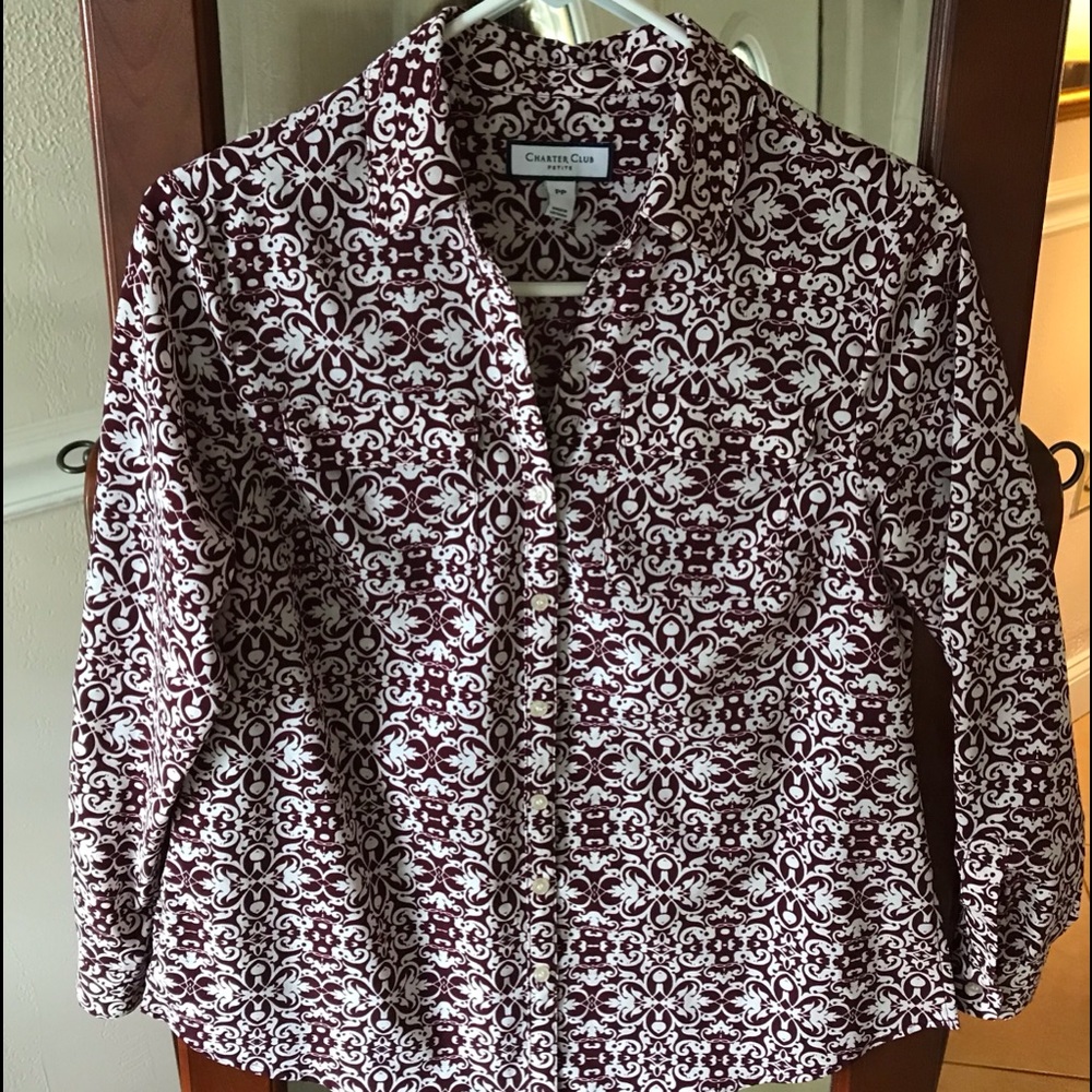 Charter Club Size PP Button Down Blouse